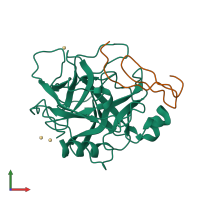 PDB entry 1gl0 coloured by chain, front view.