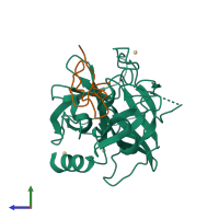 PDB entry 1gl0 coloured by chain, side view.
