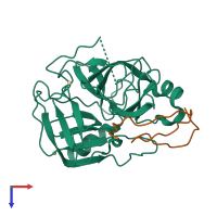 PDB entry 1gl0 coloured by chain, top view.