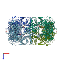 PDB entry 1glf coloured by chain, top view.
