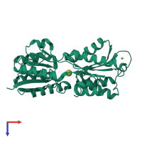 PDB entry 1glg coloured by chain, top view.