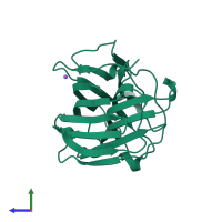 PDB entry 1glh coloured by chain, side view.