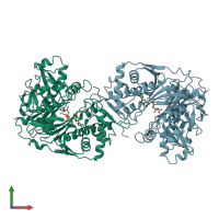 PDB entry 1glj coloured by chain, front view.