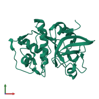 Monomeric assembly 1 of PDB entry 1glo coloured by chemically distinct molecules, front view.