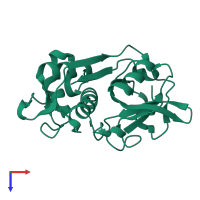 Monomeric assembly 1 of PDB entry 1glo coloured by chemically distinct molecules, top view.