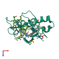 PDB entry 1gm4 coloured by chain, top view.