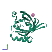 PDB entry 1gm6 coloured by chain, side view.