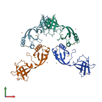 PDB entry 1gmw coloured by chain, front view.