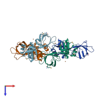 PDB entry 1gmw coloured by chain, top view.