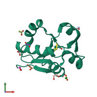 PDB entry 1gmx coloured by chain, front view.