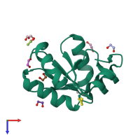 PDB entry 1gmx coloured by chain, top view.
