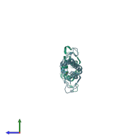 PDB entry 1gmz coloured by chain, side view.