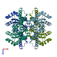 PDB entry 1gn6 coloured by chain, top view.