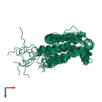 PDB entry 1gnc coloured by chain, ensemble of 10 models, top view.
