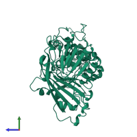 PDB entry 1gnd coloured by chain, side view.