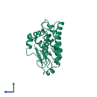 PDB entry 1gne coloured by chain, side view.