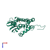 PDB entry 1gne coloured by chain, top view.
