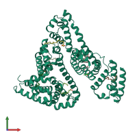 PDB entry 1gnj coloured by chain, front view.