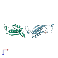 PDB entry 1gnk coloured by chain, top view.