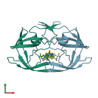 PDB entry 1gnm coloured by chain, front view.