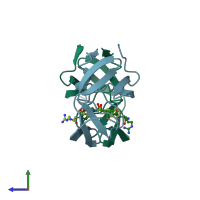 PDB entry 1gnm coloured by chain, side view.