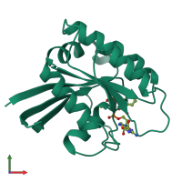 PDB entry 1gnr coloured by chain, front view.