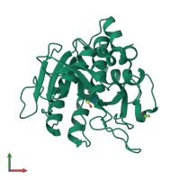 PDB entry 1gns coloured by chain, front view.