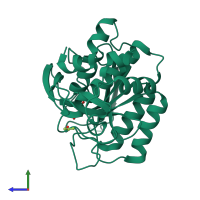 PDB entry 1gns coloured by chain, side view.