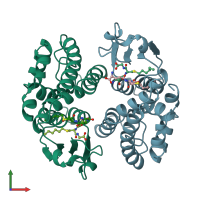 PDB entry 1gnw coloured by chain, front view.