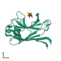 PDB entry 1gny coloured by chain, front view.