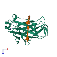 PDB entry 1gny coloured by chain, top view.