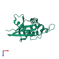 PDB entry 1goa coloured by chain, top view.