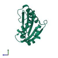 PDB entry 1gob coloured by chain, side view.