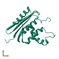 PDB entry 1goc coloured by chain, front view.