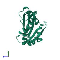 PDB entry 1goc coloured by chain, side view.