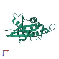 PDB entry 1goc coloured by chain, top view.