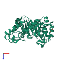 PDB entry 1gok coloured by chain, top view.