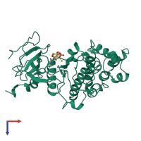 PDB entry 1gol coloured by chain, top view.