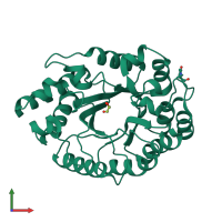 PDB entry 1goo coloured by chain, front view.