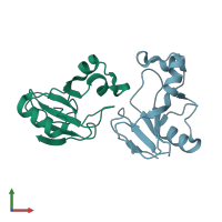 PDB entry 1gou coloured by chain, front view.