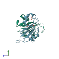 PDB entry 1gov coloured by chain, side view.