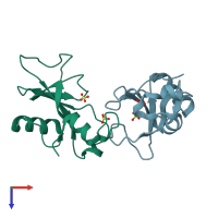 PDB entry 1gov coloured by chain, top view.