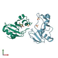 PDB entry 1goy coloured by chain, front view.