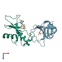 PDB entry 1goy coloured by chain, top view.