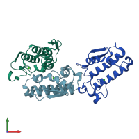 PDB entry 1gp7 coloured by chain, front view.