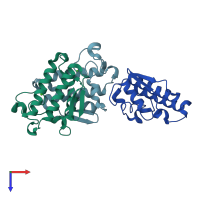 PDB entry 1gp7 coloured by chain, top view.