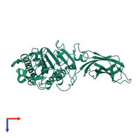 PDB entry 1gpl coloured by chain, top view.
