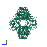 GMP synthase [glutamine-hydrolyzing] in PDB entry 1gpm, assembly 1, side view.