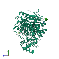 PDB entry 1gpn coloured by chain, side view.