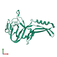PDB entry 1gpp coloured by chain, front view.